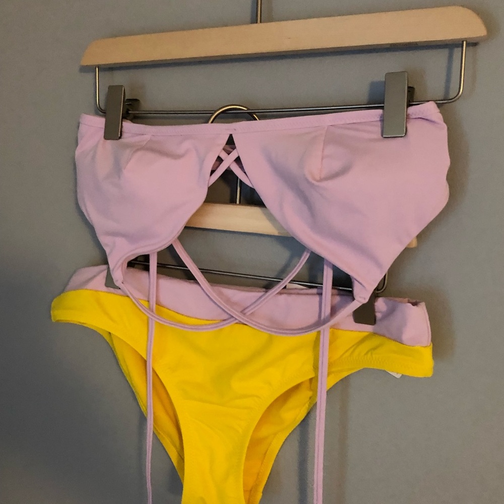 tie back triangle bikini top and chroma bottoms